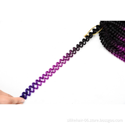 Spring Twist Crochet Braiding Hair Ombre Colors Black/Purple/Blue Synthetic Hair Extensions High Temperature Fiber 8Inch 100g